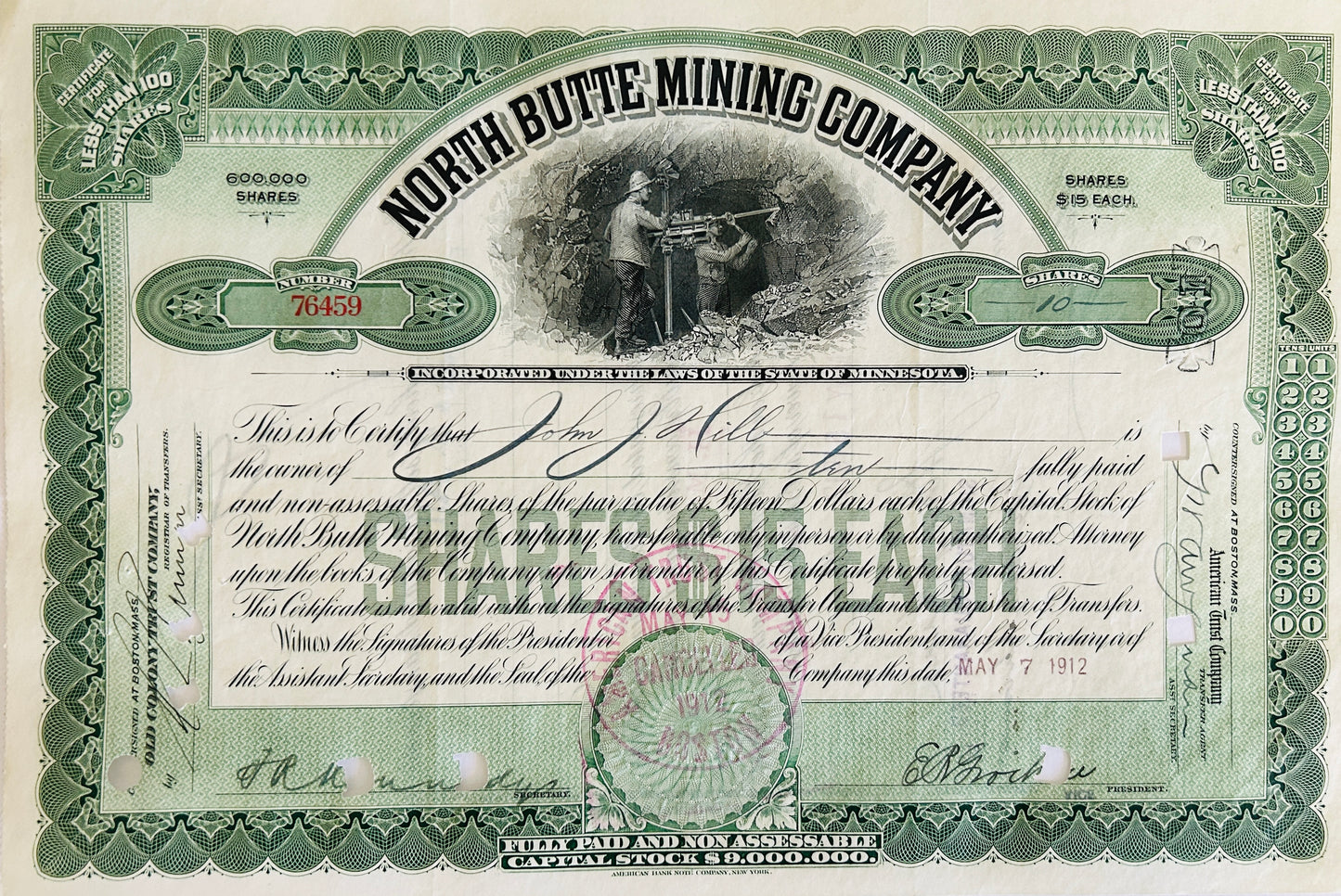 Mining Stocks, Set of 4 Authentic Stock Certificates, Oldest is year 1912 , Historic Mining United States Companies + postcard, Gift Ready