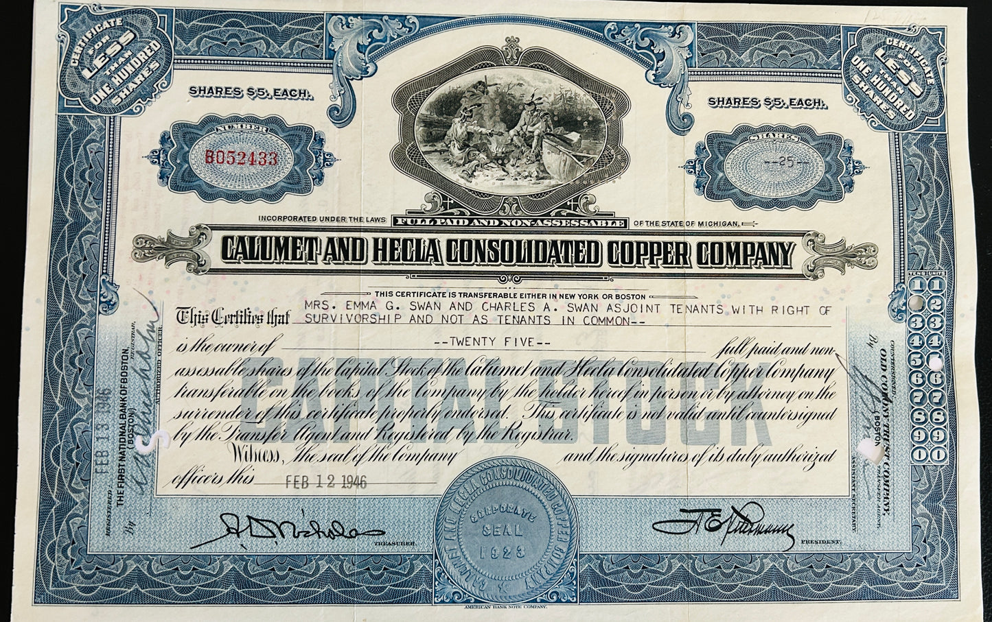 Mining Stocks, Set of 4 Authentic Stock Certificates, Oldest is year 1912 , Historic Mining United States Companies + postcard, Gift Ready