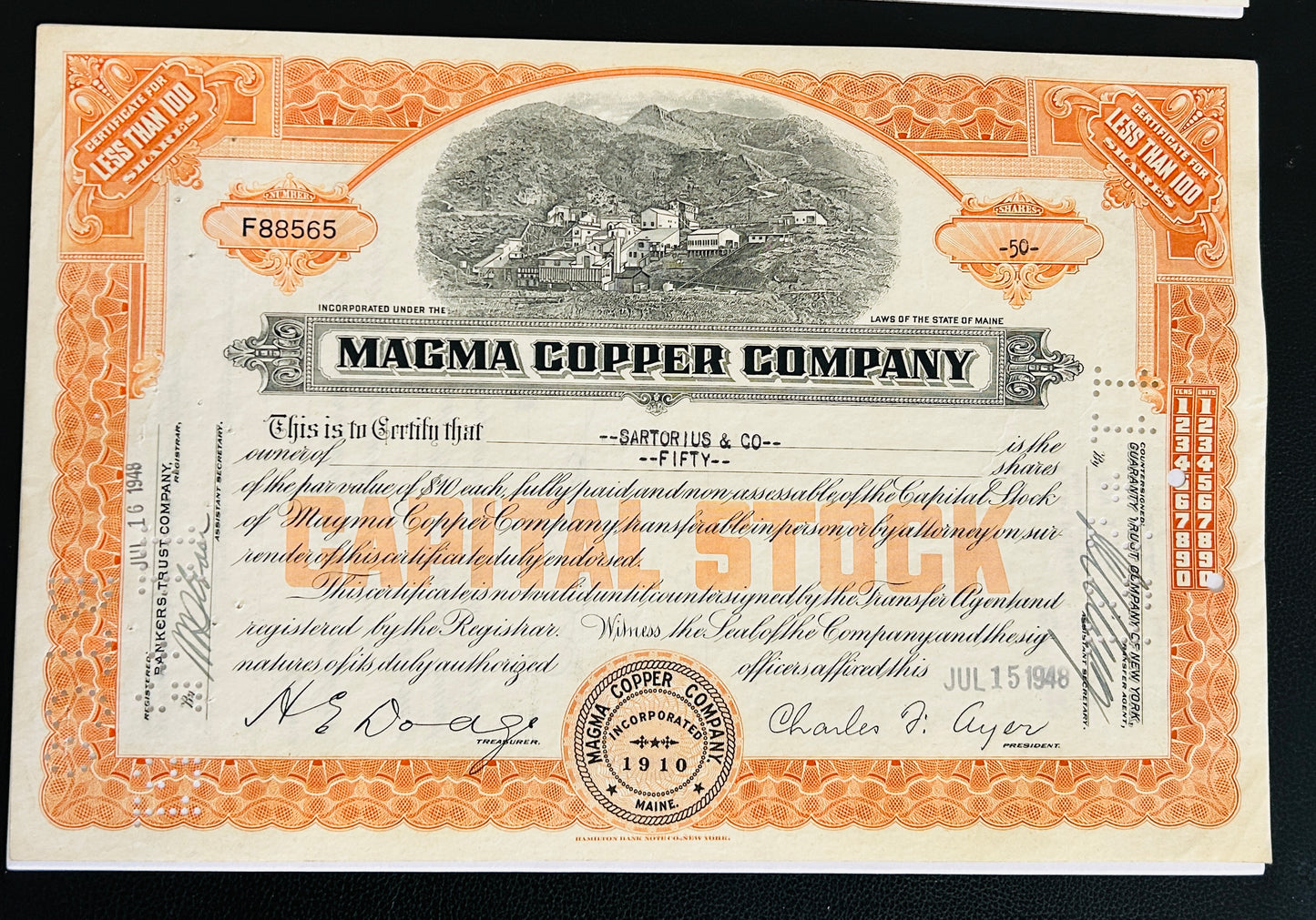 Mining Stocks, Set of 4 Authentic Stock Certificates, Oldest is year 1912 , Historic Mining United States Companies + postcard, Gift Ready