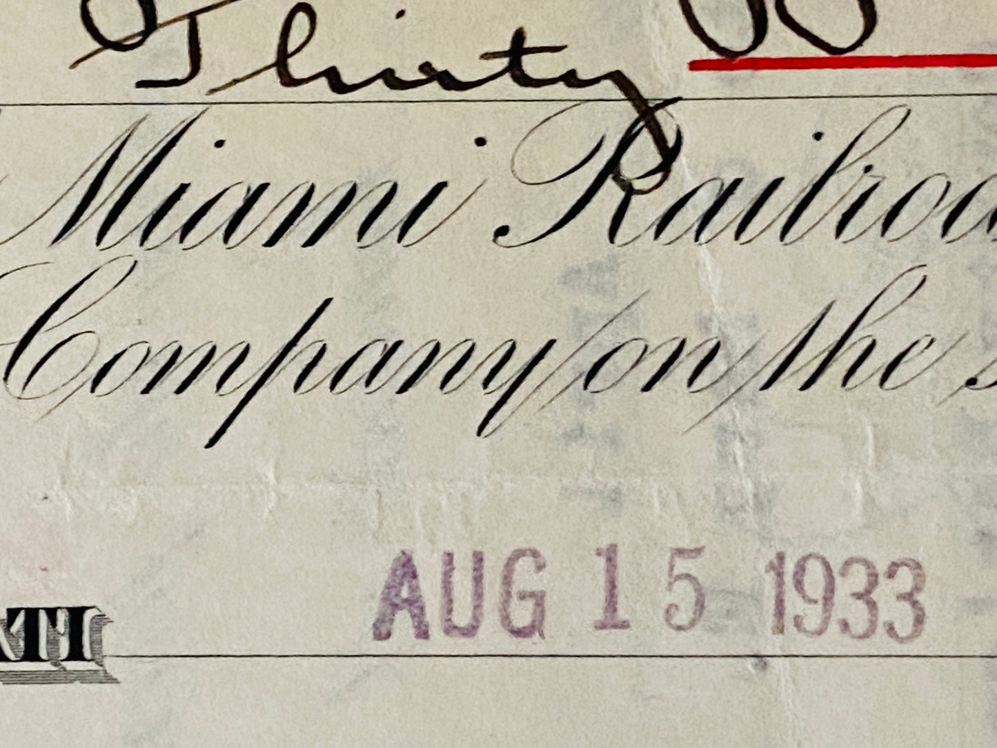 LITTLE MIAMI RAILROAD COMPANY Authentic Stock Certificate, Year 1933