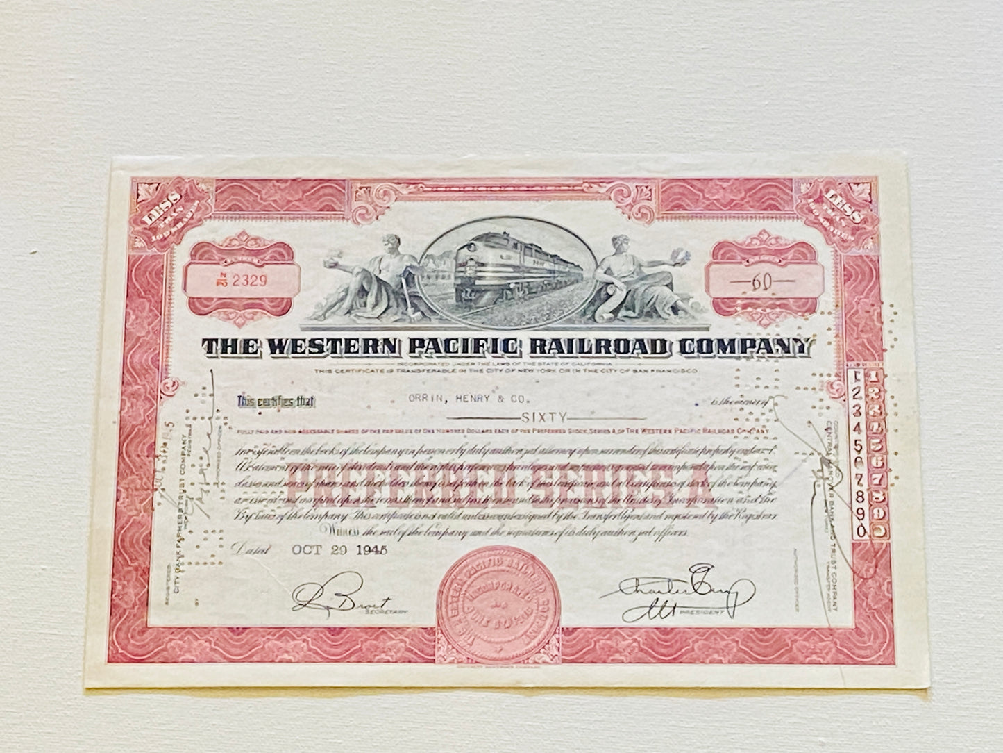 WESTERN PACIFIC RAILROAD COMPANY, Year 1945