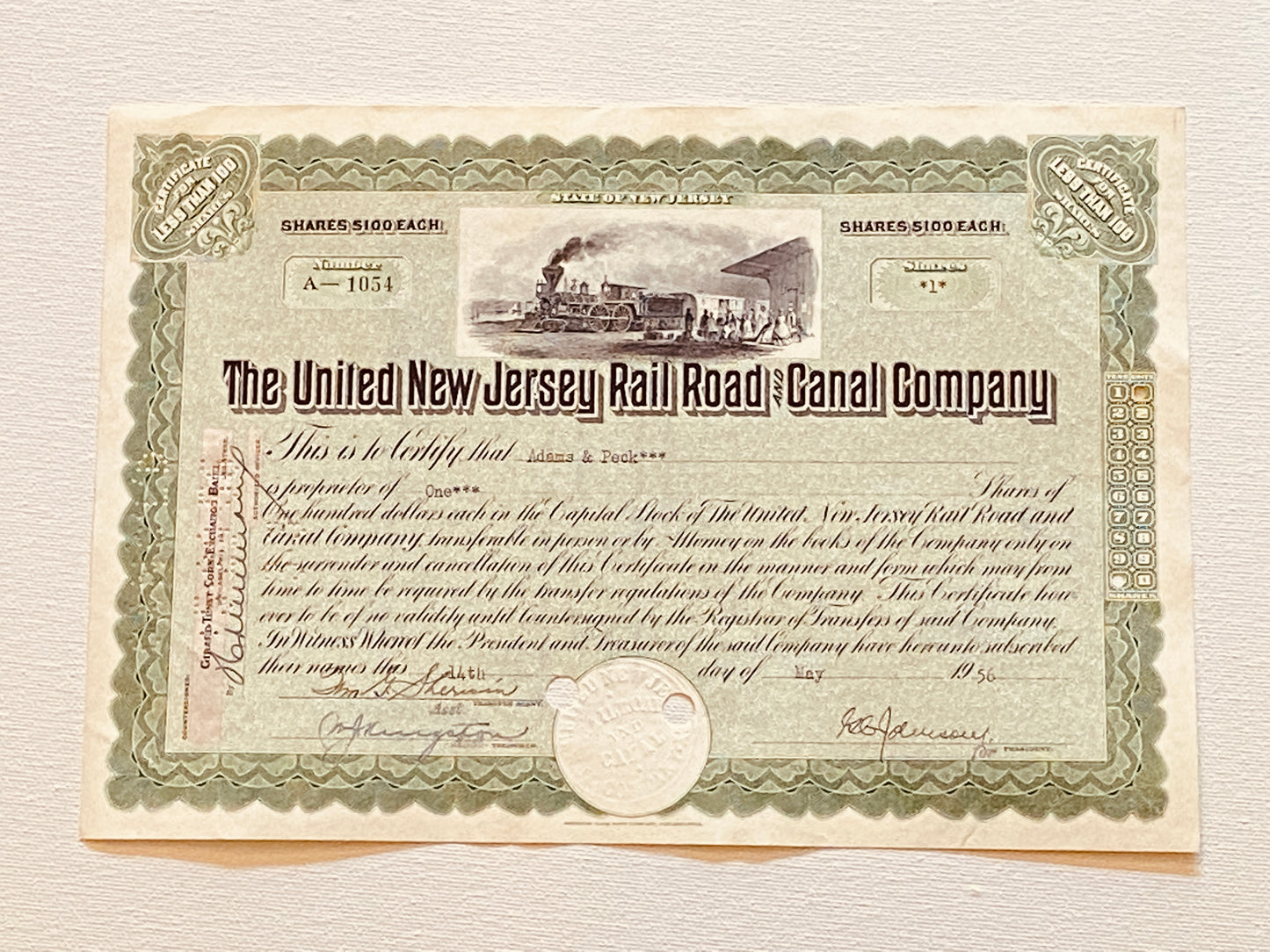 UNITED NEW JERSEY RAILROAD AND CANAL COMPANY, Year 1956