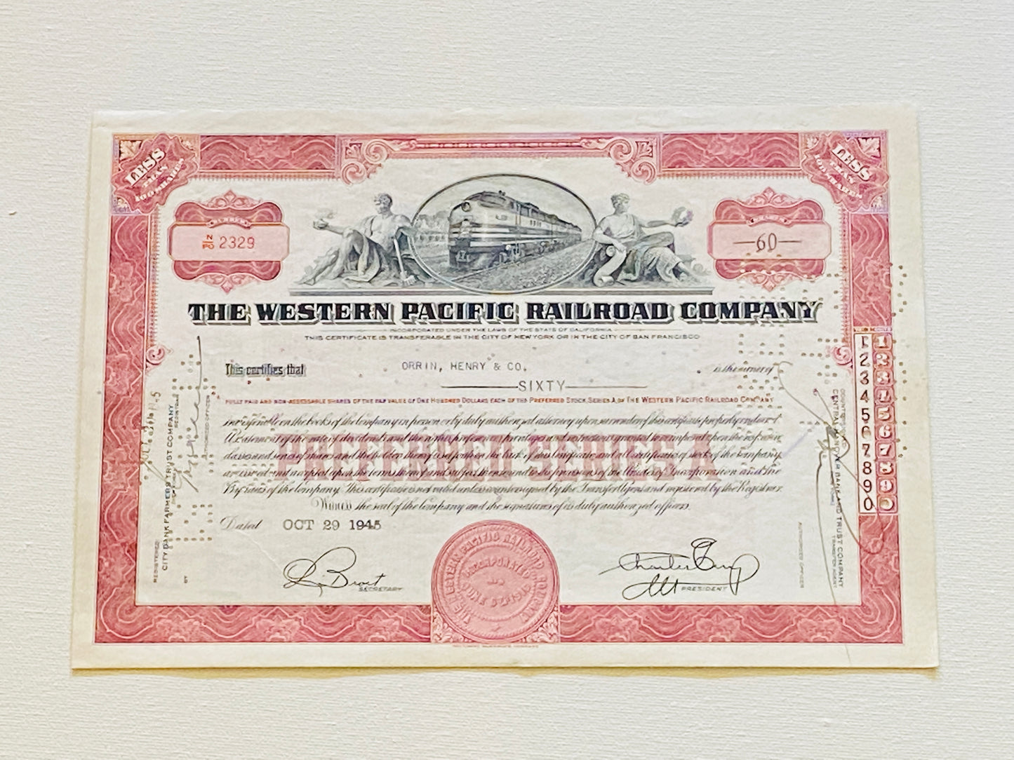 WESTERN PACIFIC RAILROAD COMPANY, Year 1945
