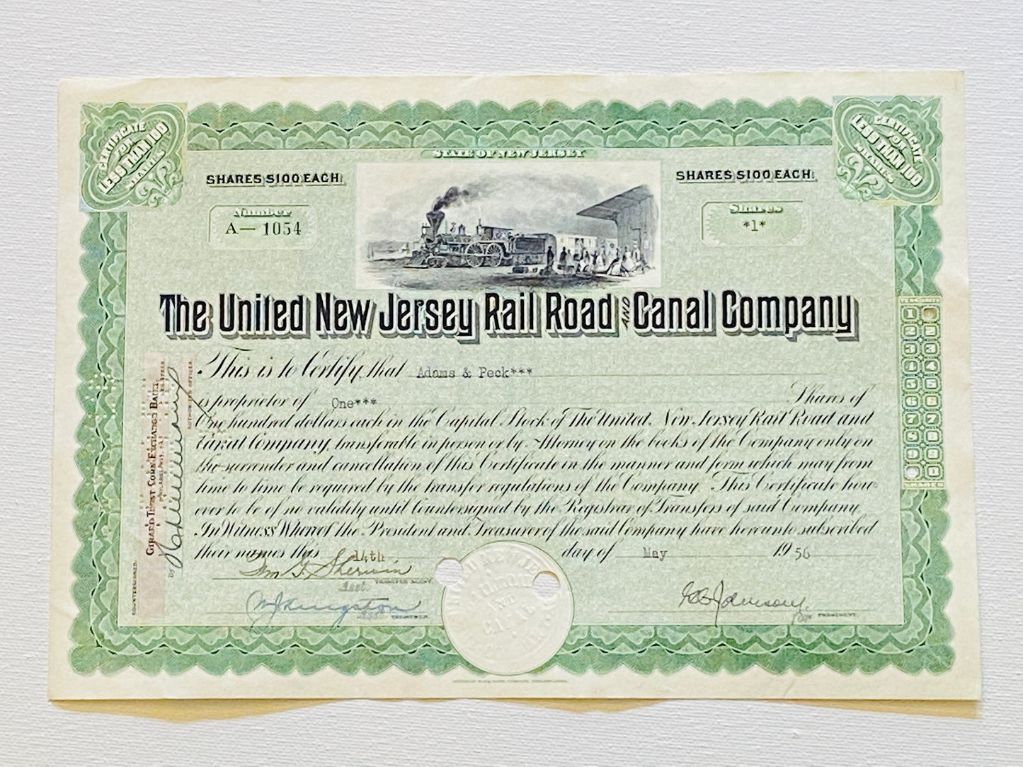 UNITED NEW JERSEY RAILROAD AND CANAL COMPANY, Year 1956