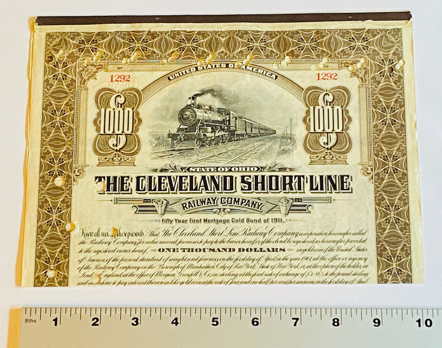CLEVELAND SHORT LINE Gold Bond, Year 1911