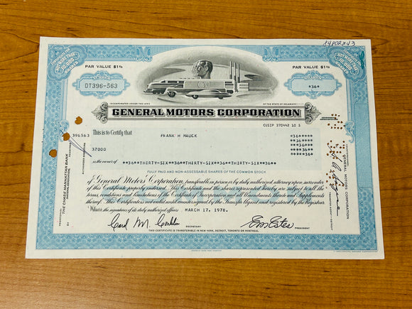 Automobile Company Stock Certificates