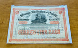 CHICAGO, BURLINGTON, and QUINCY Railroad Company authentic Stock Certificate Year 1899