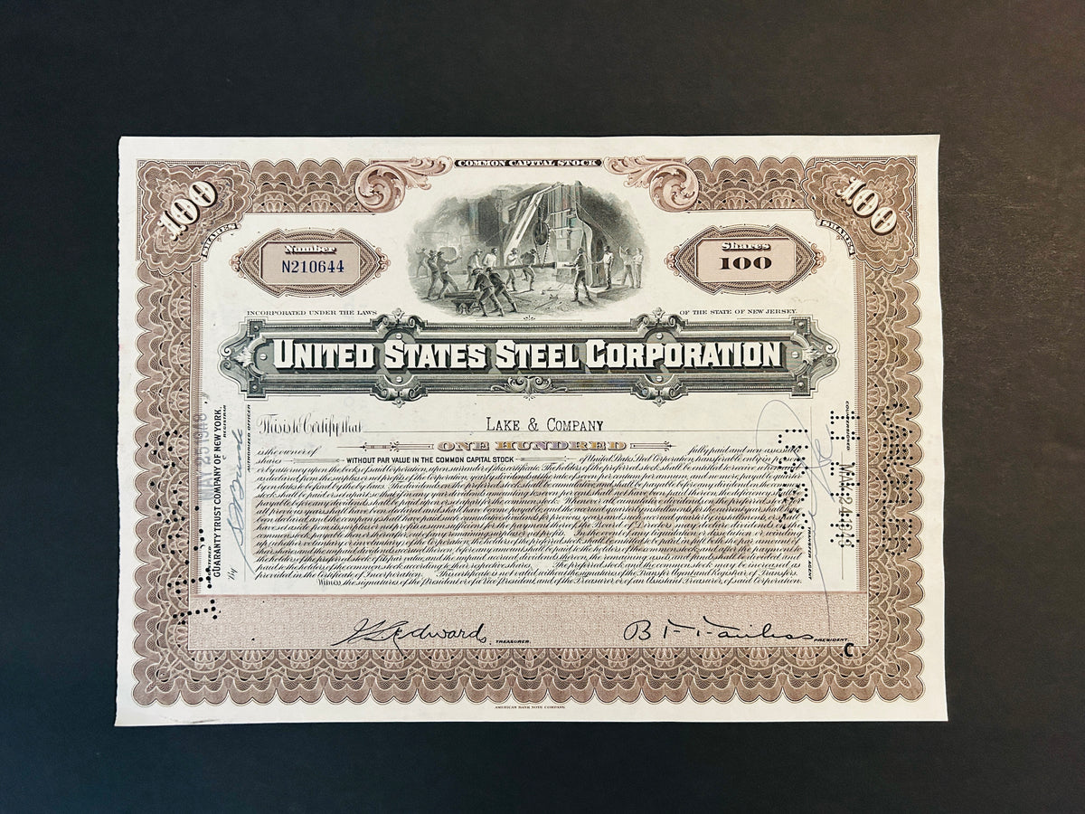 UNITED STATES STEEL (U S STEEL) CORPORATION, Authentic Certificate, Year 1940'S, Iconic Company, United States History, Nice collectors item