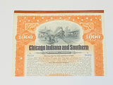 CHICAGO INDIANA AND SOUTHERN Railroad Company Gold Bond Certificate, Year 1906