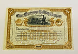 OHIO AND MISSISSIPPI RAILWAY COMPANY Authentic Stock Certificate, Year 1887