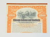 CHICAGO INDIANA AND SOUTHERN Railroad Company Gold Bond Certificate, Year 1906