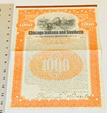 CHICAGO INDIANA AND SOUTHERN Railroad Company Gold Bond Certificate, Year 1906