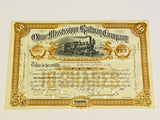 OHIO AND MISSISSIPPI RAILWAY COMPANY Authentic Stock Certificate, Year 1887