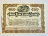 US STEEL, UNITED STATES STEEL CORPORATION Authentic Stock Certificate, Year 1947