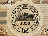 PEORIA AND EASTERN RAILWAY COMPANY Authentic Stock Certificate, Year 1963