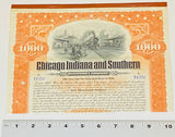 CHICAGO INDIANA AND SOUTHERN Railroad Company Gold Bond Certificate, Year 1906